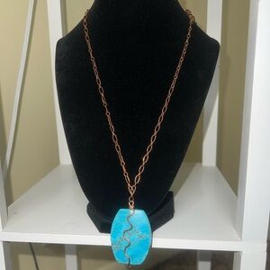 New Turquoise and Copper Pendant Necklace Handmade Boutique